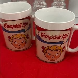 Vintage Campbell Up by West Bend Retro Red and White Mugs